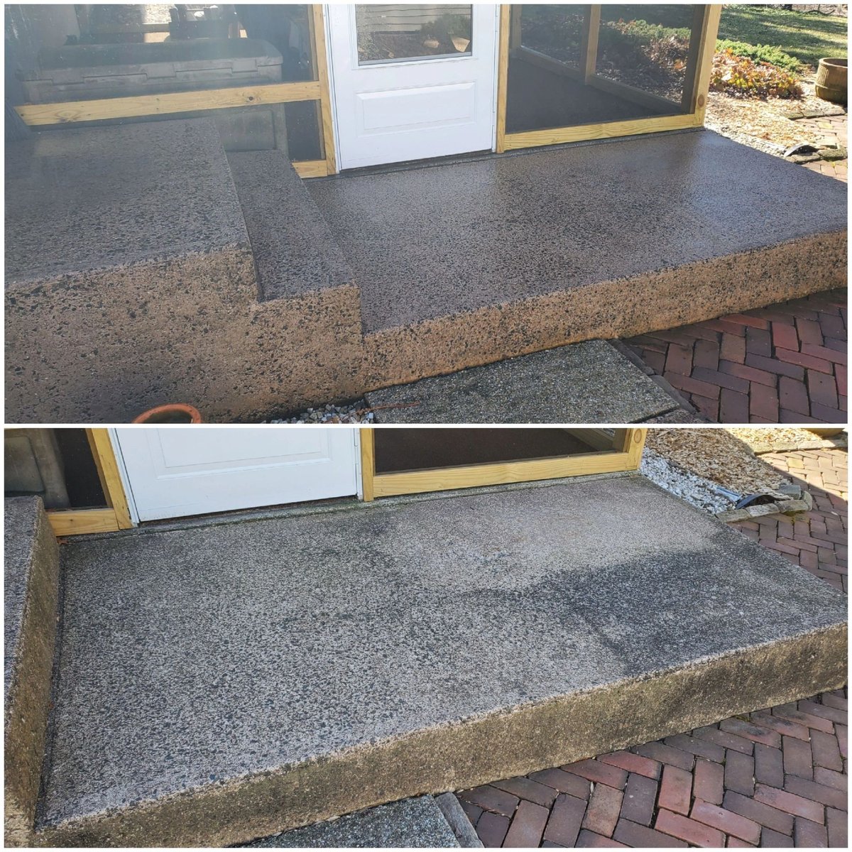 Concrete steps before and after washing